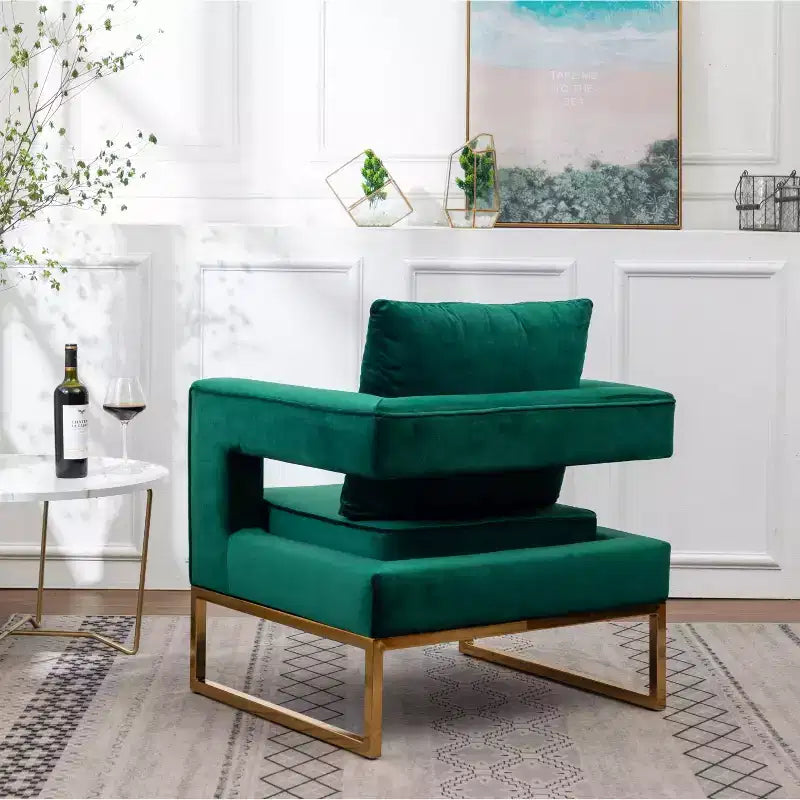 Poltrona d'accento contemporanea imbottita verde