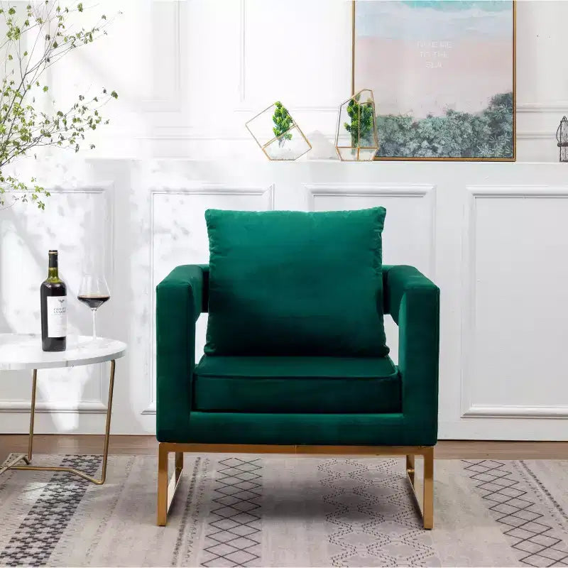 Poltrona d'accento contemporanea imbottita verde