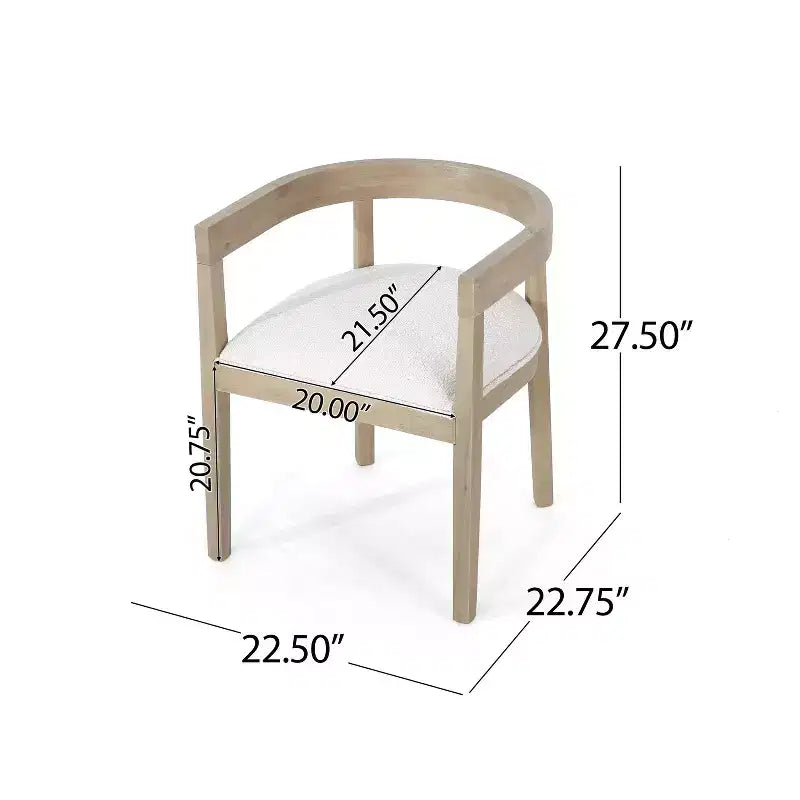 Set da pranzo da 7 pezzi in tessuto e legno con finitura chiara