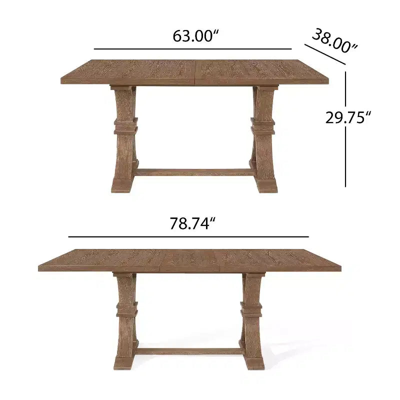 Set da pranzo da 7 pezzi in tessuto e legno con finitura chiara