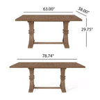 Set da pranzo da 7 pezzi in tessuto e legno con finitura chiara