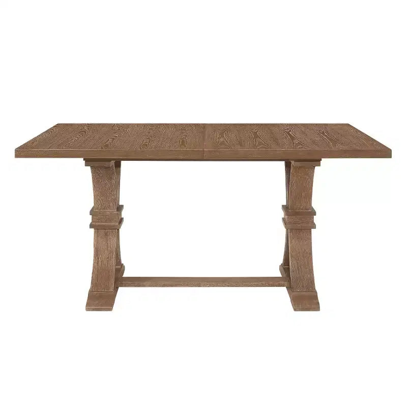 Set da pranzo da 7 pezzi in tessuto e legno con finitura chiara