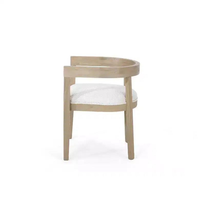 Set da pranzo da 7 pezzi in tessuto e legno con finitura chiara